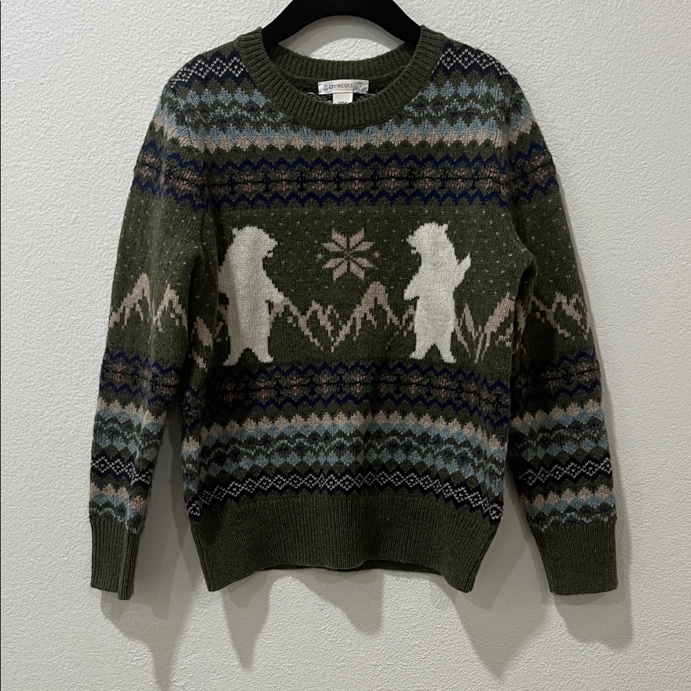 J.crew Crewcuts Kids Bear Fair Isle Sweater in Lambswool Blend Sz 6/7